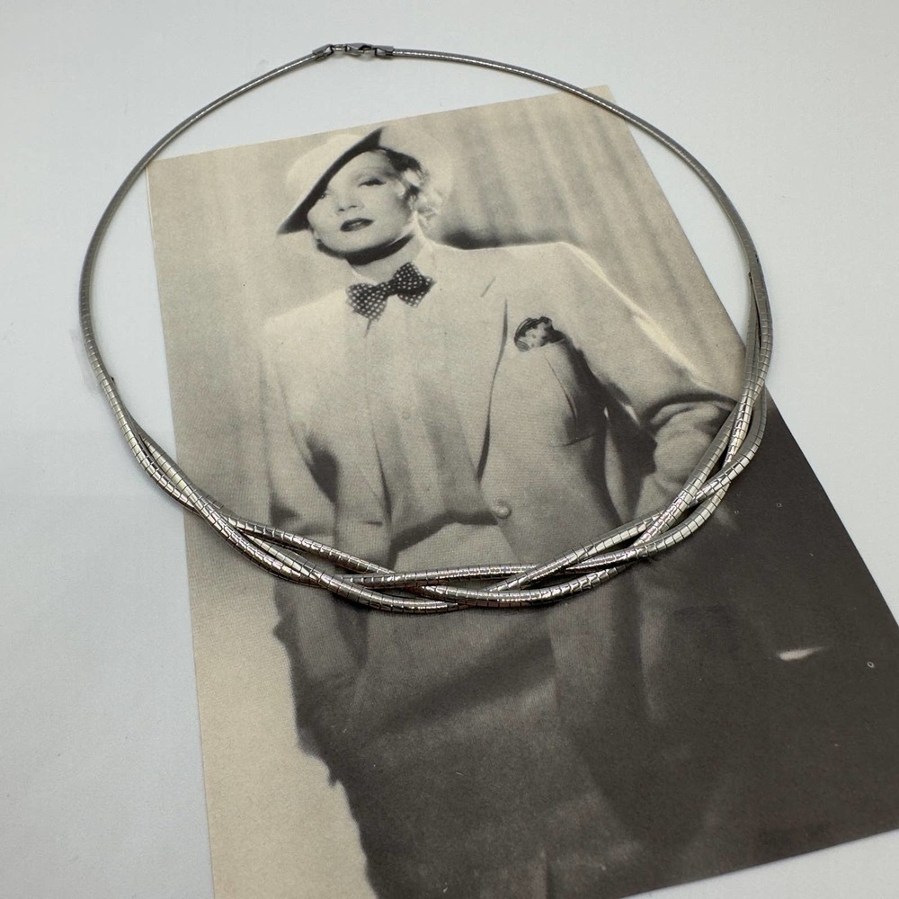 Vintage Milor Italy Stainless Steel Braided Snake Collar Necklace
